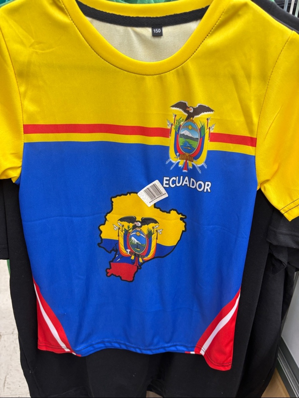 Team Apparel Yellow, Blue & Red Ecuador Crest Kids Tee